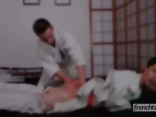 A handful of young judokas Enzo Lemercier & Timy Detours going to bed on dramatize expunge tatami